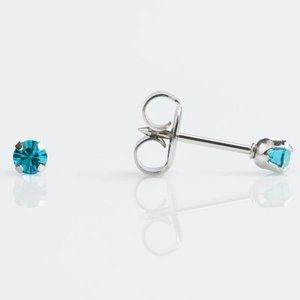 Studex Stainless steel 3MM DEC Blue Zircon Crystal Ear Piercing Earrings